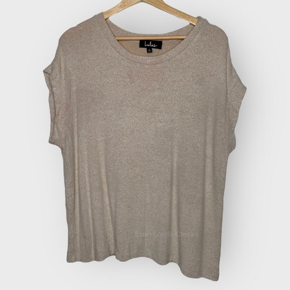 Lulus Small Brown Dolman Top Crew Neck Relaxed Fit Quiet Luxury Essential Chic